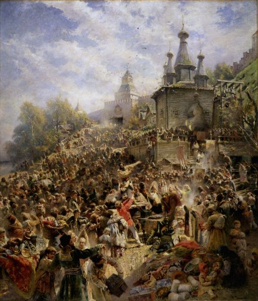 Маковский К.Е. Минин на площади Нижнего Новгорода, призывающий народ к пожертвованиям. 1894–1896