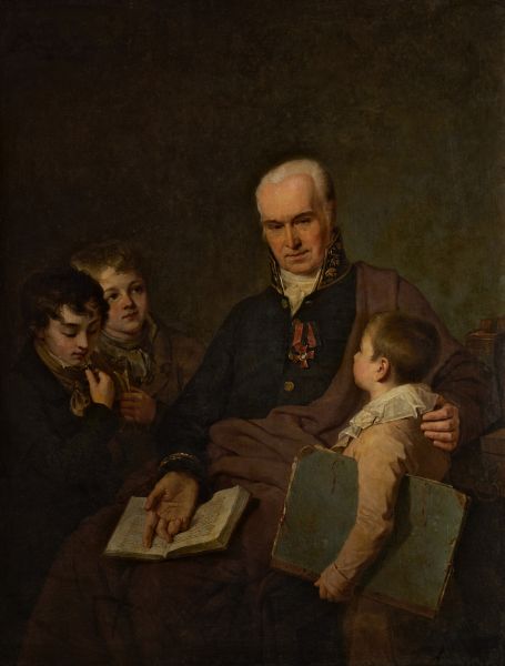 Венецианов А.Г. Портрет К.И.Головачевского с тремя воспитанниками Академии. 1811