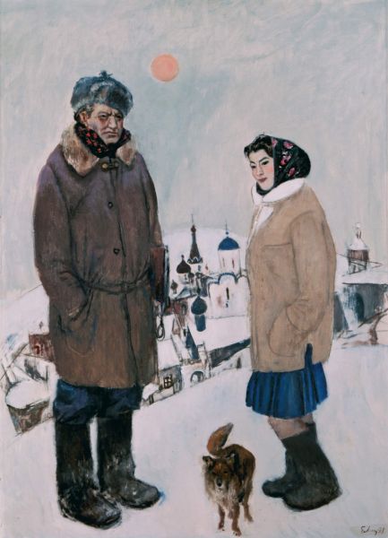 Моисеенко Е.Е. В Старой Ладоге (Автопортрет с женой). 1978 Моисеенко Е.Е. В Старой Ладоге (Автопортрет с женой). 1978