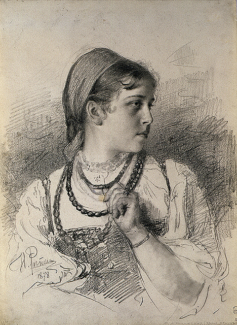 Репин И.Е. Портрет Т.А.Мамонтовой. 1879.  ГРМ