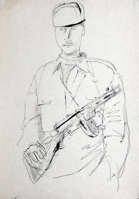 Власов В.А. Партизан в ушанке и с автоматом. 1942-1944 Власов В.А. Партизан в ушанке и с автоматом. 1942-1944