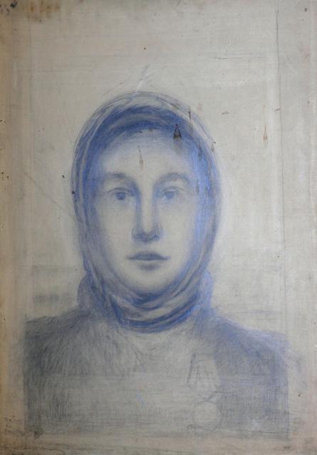 Суетин Н. М. Женская голова. Эскиз к картине "Победа". 1942 Суетин Н. М. Женская голова. Эскиз к картине "Победа". 1942