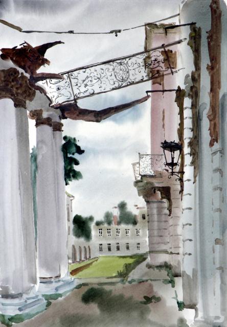 Ведерников А.С. Разрушенный балкон дворца в Пушкине. 1945 Ведерников А.С. Разрушенный балкон дворца в Пушкине. 1945